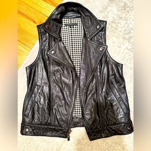 Theory Lambskin Leather Black Moto Vest XS